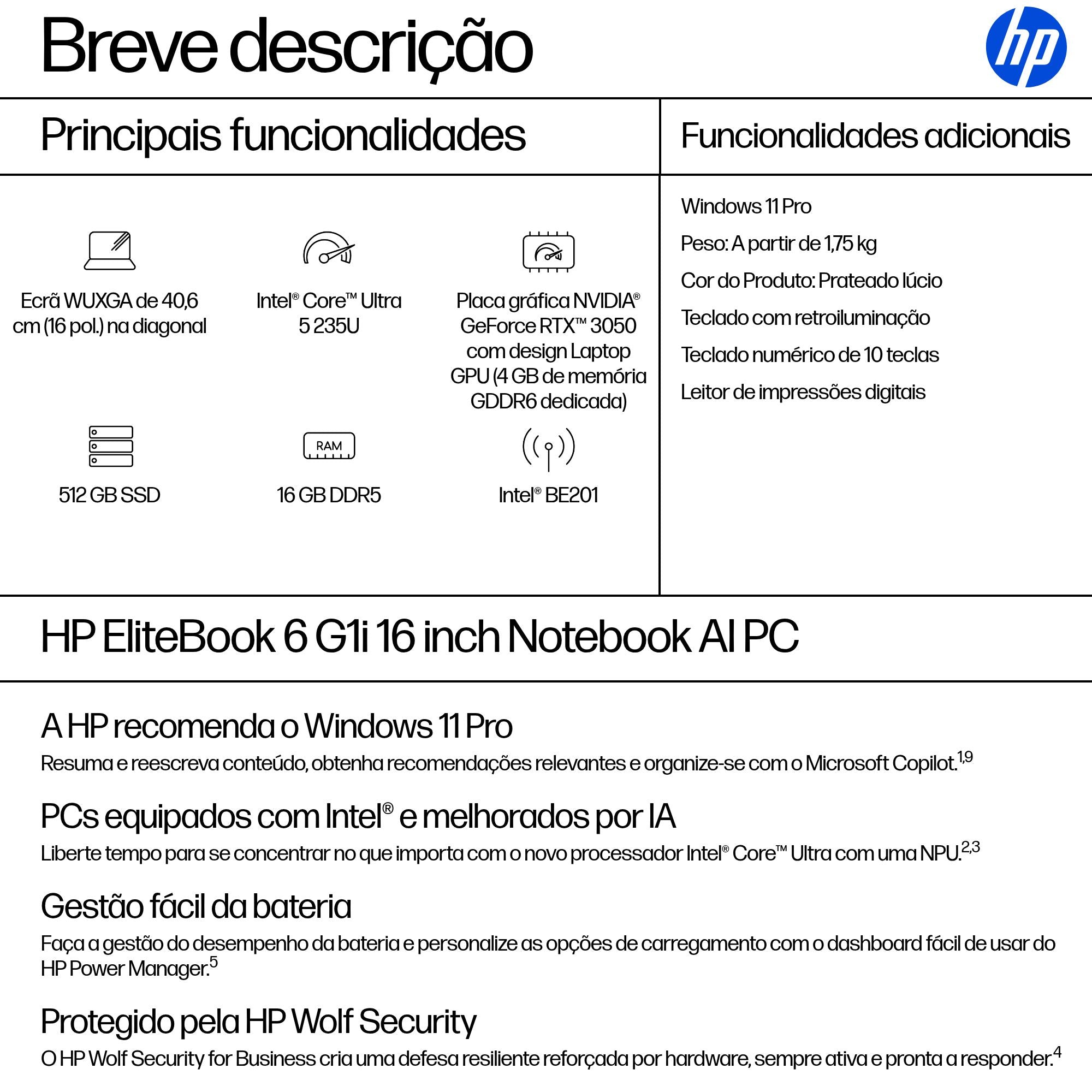 HP EliteBook 6 G1i AI — portas laterais (Thunderbolt 4 / USB4)