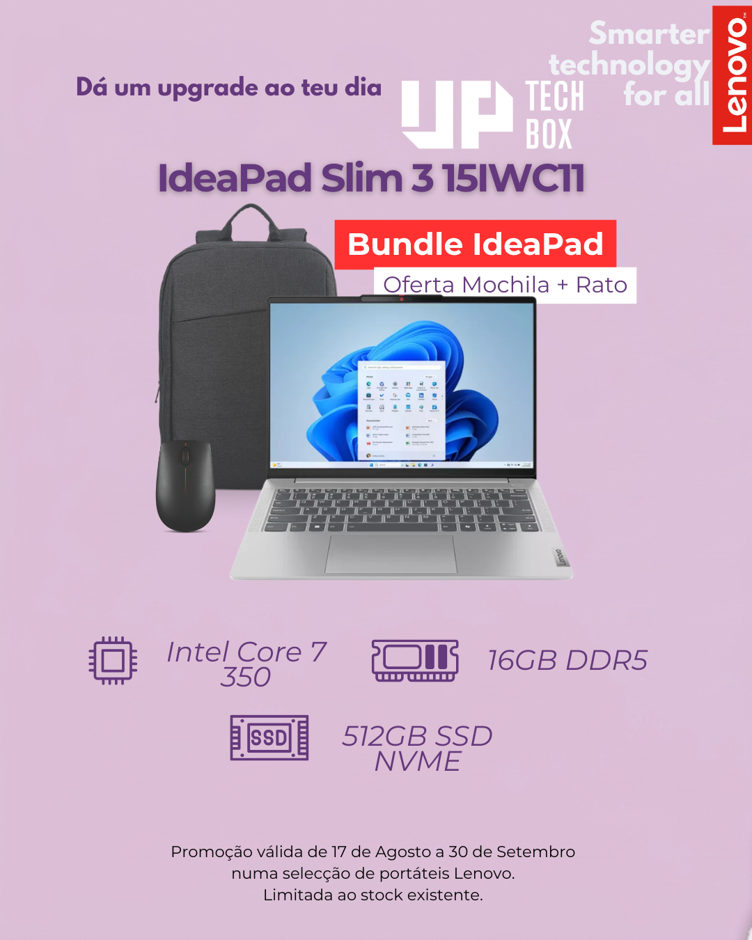 Portátil Lenovo IdeaPad Slim 3 15IWC11 — vista frontal com ecrã 15.3" FHD+