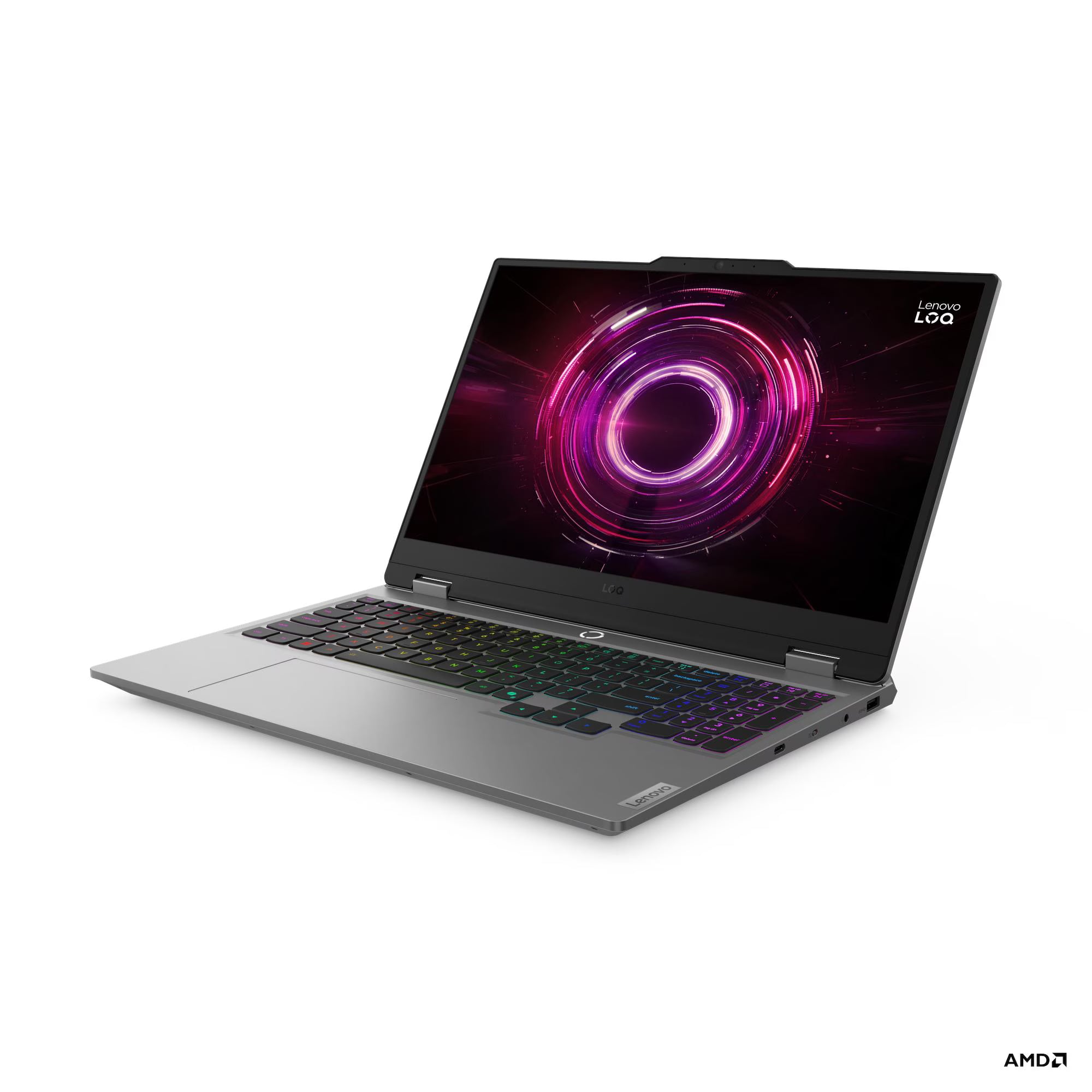 Lenovo LOQ 15AHP10 aberto vista superior ecrã e teclado