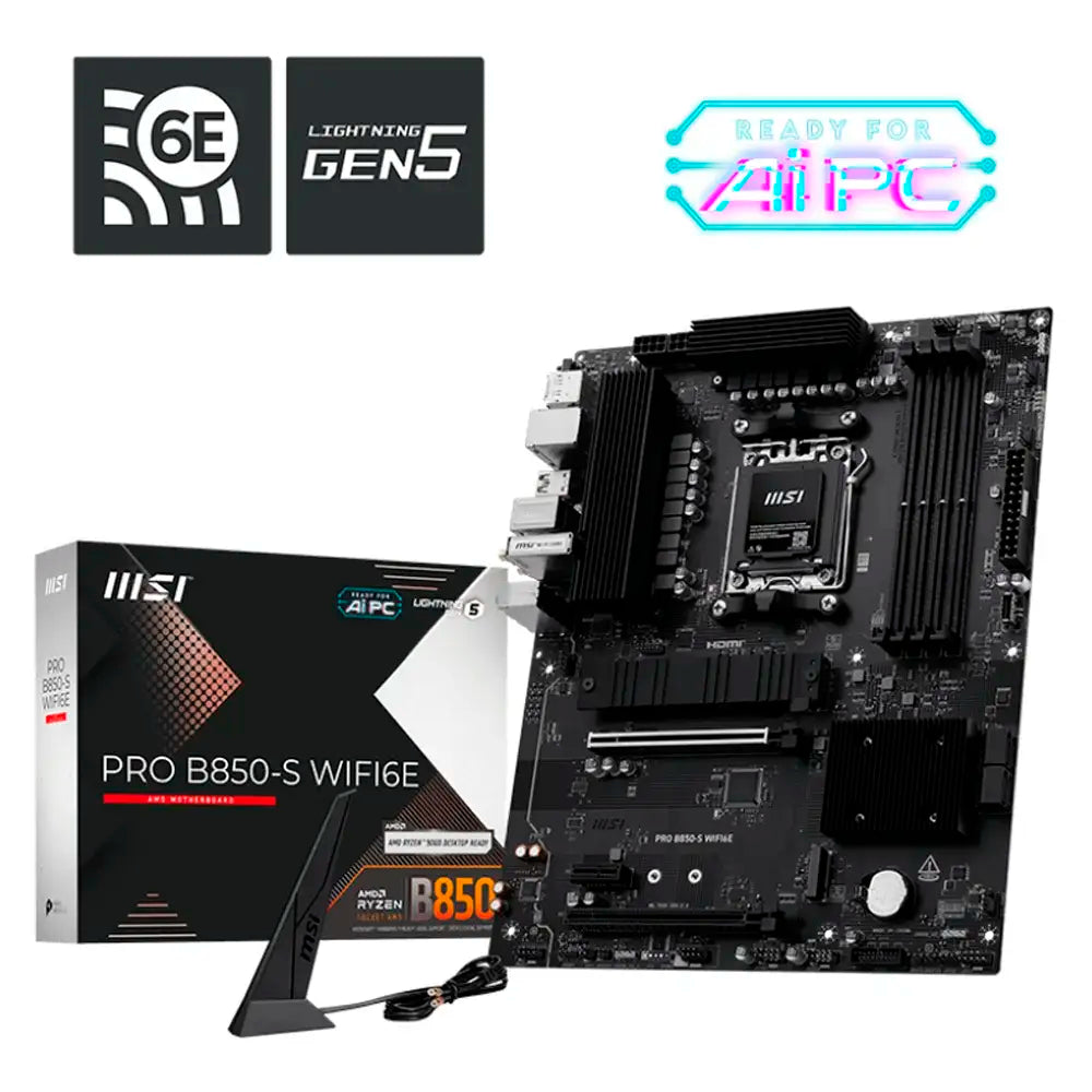 Motherboard MSI B850-S WIFI6E ATX socket AM5 — vista de topo