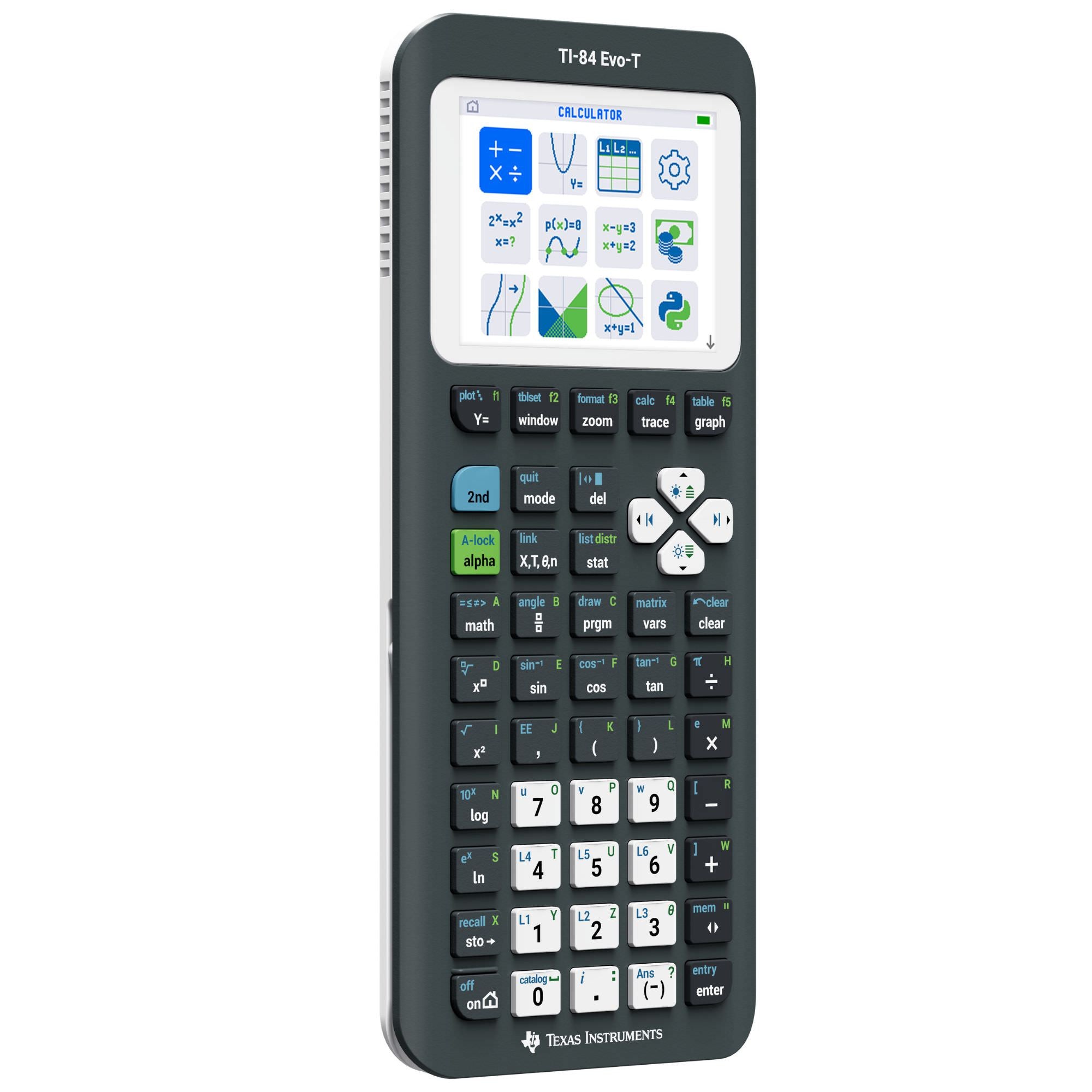 Calculadora gráfica Texas Instruments TI-84 Evo-T para exames e estudo